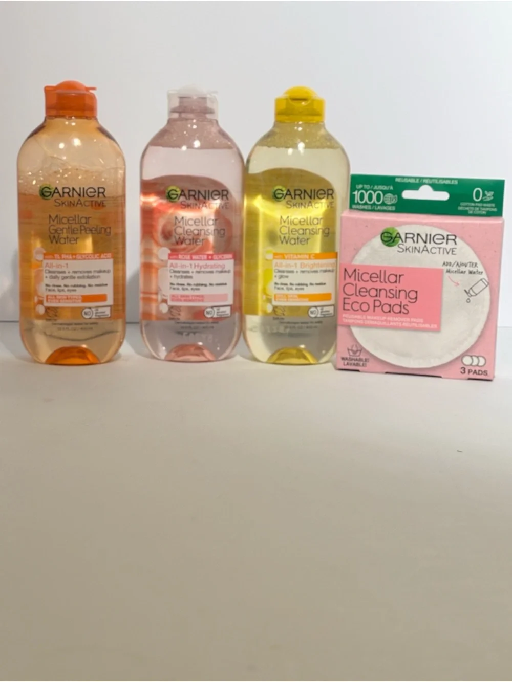 Garnier Micellar Cleansing Waters & Eco Pads Bundle of 4-Brand new